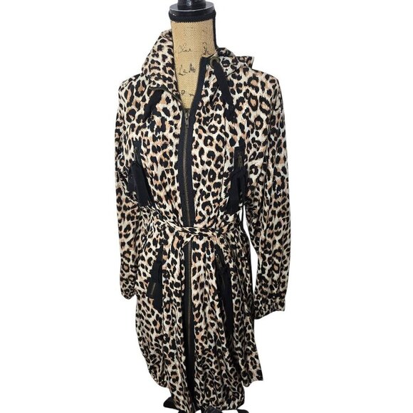 RED Valentino Lightweight Leopard Animal Print Tie Waist Designer Coat - Picture 3 of 16